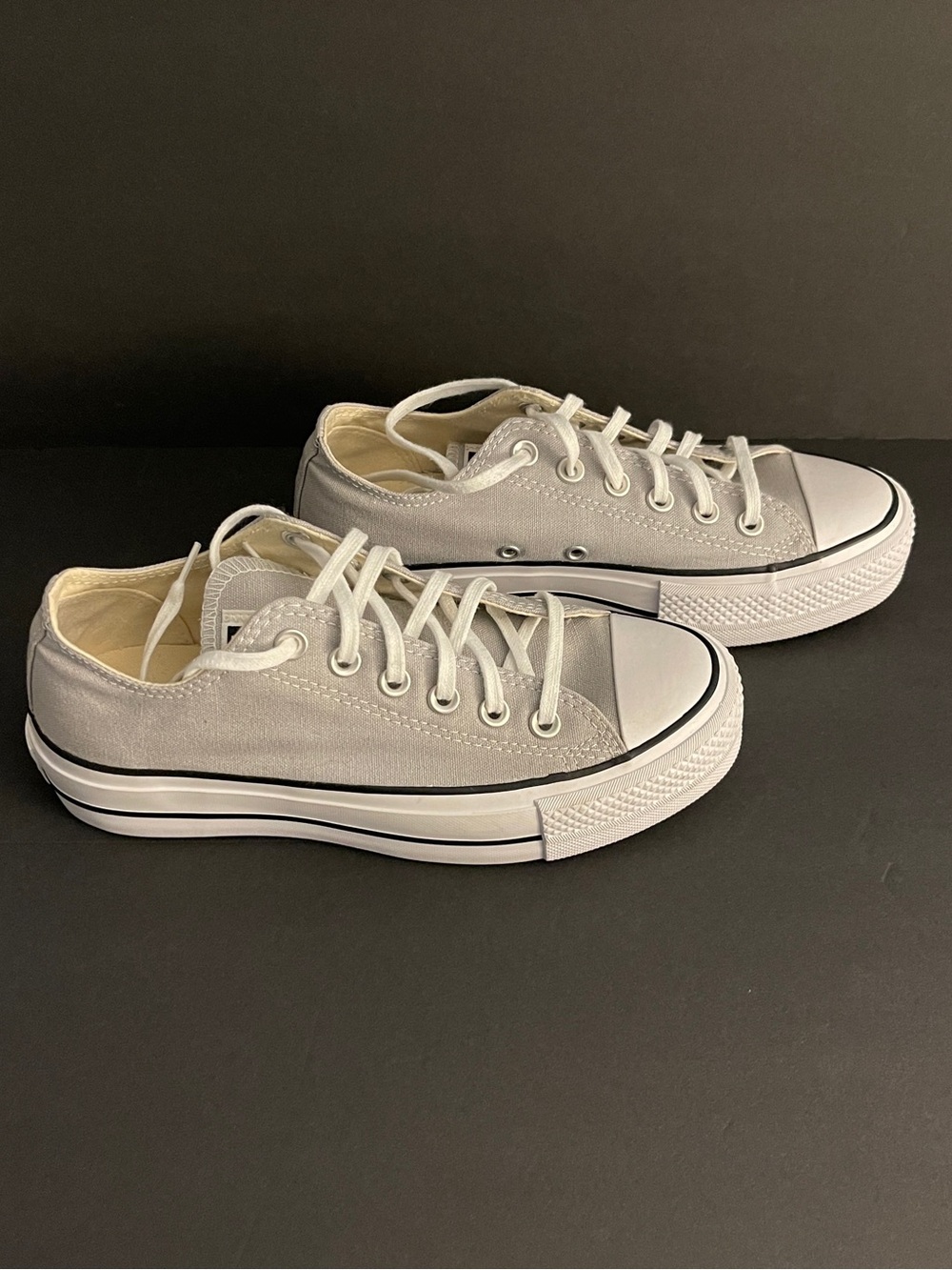 Converse Platform Low Top Canvas Sneakers in Light Gray